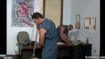 Gay cleaning guys fucking in be passed on office