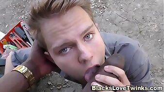 Twink jizzed at the end of one's tether black guy